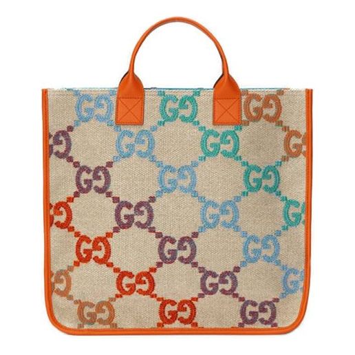 (WMNS) Gucci Rainbow Gradient Logo Flax Tote 'Beige Orange' 550763-2KMA0-8485 #